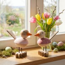 Produkt Drewniana figurka ptak deco dekoracja okna wiosna różowa W15cm 2szt