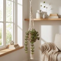 Produkt Kosz wiszący makrama do doniczki Ø18–19cm kremowy W85cm