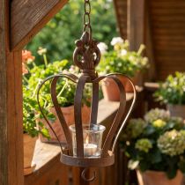 Produkt Metalowa korona do zawieszenia z haczykiem rdzawy brąz Ø11cm W17cm