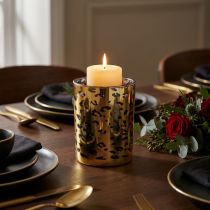 Produkt Szklany świecznik typu tealight z nadrukiem w panterkę do dekoracji stołu, 12 cm