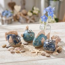 Produkt Mała rybka zabawna dekoracja ceramiczna niebieski mix 6-9cm 4 szt