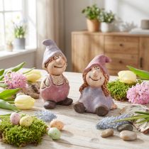 Produkt Wiosenny krasnal chłopiec dziewczynka para fioletowo-różowy wys. 10/14 cm 2 szt.