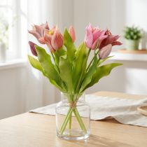 Produkt Sztuczne Kwiaty Tulipany Koronowe Fioletowo-Różowe 7 szt. w pęczku 34cm