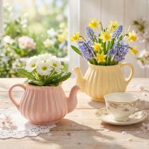Produkt Doniczka ceramiczna dekoracyjna czajniczek pomarańczowo-żółta 19,5×13,5×11cm 2 szt