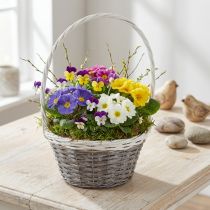 Produkt Koszyk wiklinowy z uchwytem, szaro-biały, Ø29cm, prezent, dekoracja kwiatowa