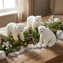 Produkt Dekoracyjne figurki niedźwiedzia polarnego stojące i siedzące białe 16/20cm 3 szt.