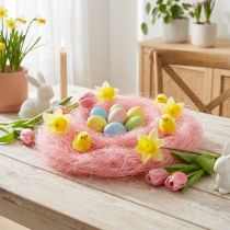Produkt Trawa sizalowa do rękodzieła, materiał rzemieślniczy materiał naturalny różowy 300g
