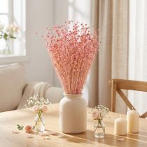 Produkt Suszona trawa lniana, dekoracja jasnoróżowa, 50-55 cm, 80 g, dekoracja stołu