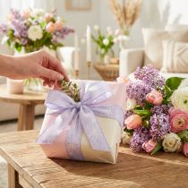 Produkt Wstążka prezentowa fioletowe kwiaty wstążka liliowa 25mm 18m