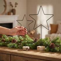 Produkt Gwiazdy duże na podstawie z naturalnego drewna - czarne, 60 cm - elegancka dekoracja pokoju 30x10x60cm 2szt