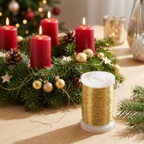 Produkt Drut florystyczny, drut mirtowy, drut dekoracyjny, złoty, 0,30 mm, 100 g, 3 sztuki, do rękodzieła, tworzenia biżuterii i dekoracji