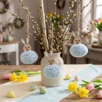 Produkt Puschelbunny niebieski deco wisiorek drewno plusz ok. 7×7×10cm 6szt