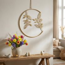Produkt Metalowa dekoracja ścienna, wisząca, złota, Ø38 cm, gałęzie, antyczna, letnia ozdoba