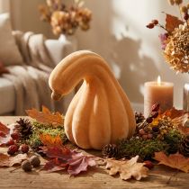 Produkt Deco Pumpkin Curved Orange Flocked Artificial Decorative Pumpkin 18cm