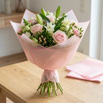 Produkt Folia florystyczna Transmatt Pink Wet Resistant 57 cm docinana na wymiar do bukietów 20 szt.