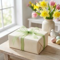Produkt Wstążka organza zielona wstążka prezentowa krawędziowa limonkowo-zielona 6mm 50m