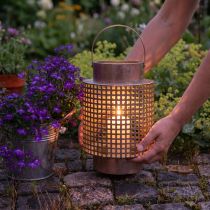 Produkt Dekoracyjna latarnia metalowa latarnia z uchwytem w kształcie róży Ø18cm W29cm