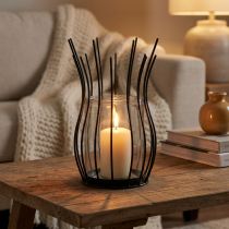 Produkt Latarnia szklana, metalowa, dekoracyjna czarna czarka Ø17cm W27cm