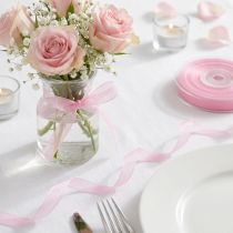 Produkt Wstążka organza, wstążka prezentowa, różowa wstążka, krawędź, 6 mm, 50 m