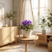 Produkt Huśtawka na rośliny, taca na kwiaty na linie, wiszący kosz z makramą Ø34cm L84cm
