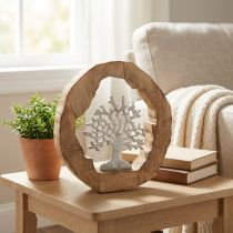 Produkt Deco rzeźba drzewo w drewnianej dekoracji stołu pierścieniowego do ustawienia 22×21×4cm