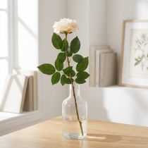 Produkt Kremowo-biała róża morelowa, kwiat jedwabiu, sztuczne róże dł.72cm Ø12cm