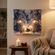 Produkt Obraz LED park krajobrazowy zimowy z lampionami Fototapeta LED 58x38cm