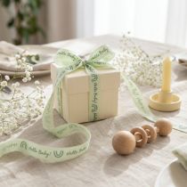 Produkt Wstążka prezentowa Hello Baby wstążka dekoracyjna do chrztu zielona 25mm 16m