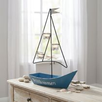 Produkt Latarnia metalowa marynistyczna dekoracja niebieska 38x14x55cm