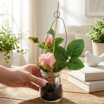 Produkt Róża w szkle różowa H23cm
