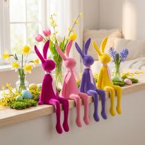 Produkt Półka w kształcie zajączka wielkanocnego, flokowana, różne kolory, 36 cm, 4 sztuki
