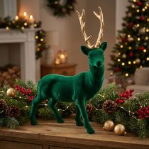 Produkt Deco jeleń stojący zielony złoty ozdoba świąteczna figurka 40 cm