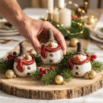 Produkt Figurka bałwana ceramicznego, biała, 6,9cm – dekoracja świąteczna zimowa – 6 szt