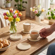 Produkt Podkładki pod stół Spring Bird Brązowo-Białe Ø11cm 6 szt