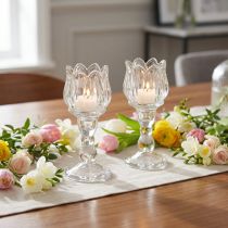 Produkt Podgrzewacz do tealightów szklany tealight tulipan z podstawą przezroczysty Ø7cm wys.16cm 2szt