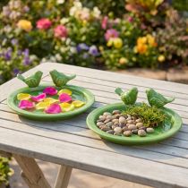 Produkt Talerz dekoracyjny ptasie kąpielisko dekoracja stołu ceramiczny zielony Ø20,5cm 2szt