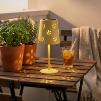 Produkt Lampa stołowa solarna z delikatnym kwiatowym wzorem na balkon lub taras, 28 cm