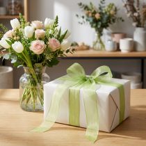 Produkt Wstążka organza zielona wstążka prezentowa krawędziowa limonkowo-zielona 25mm 50m