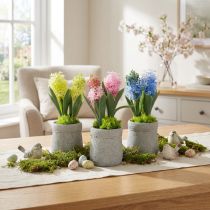 Produkt Hiacynt sztuczny w doniczce żółty różowy niebieski W23cm 3szt