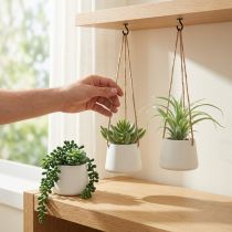 Produkt Kosze wiszące sukulenty sztuczne zielone różne 18cm 3szt