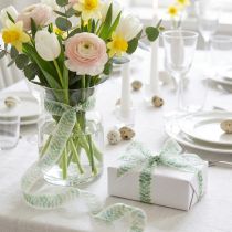 Produkt Wstążka Zielone Liście Wstążka Organza Dekoracyjna 25mm 18m