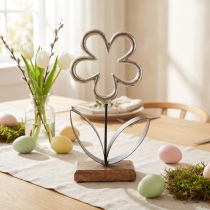Produkt Metalowa dekoracja kwiatowa srebrna czarna dekoracja stołu wiosna W36cm