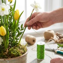 Produkt Drut dekoracyjny z efektem bulionu Ø0,30 mm 100 g 140 m drut florystyczny w kolorze zielonego jabłka
