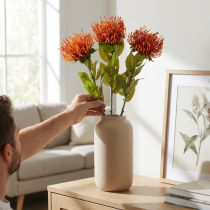 Produkt Poduszka na szpilki Egzotyczny Kwiat Sztuczny Pomarańczowy Leucospermum Protea 73cm 3szt