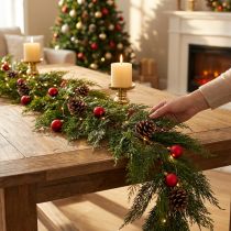 Produkt Girlanda z zielonej jodły thuja z owocami, dekoracyjna zawieszka, dekoracja świąteczna, świąteczna girlanda sztuczna, długość 175 cm