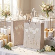 Produkt Torebka prezentowa „just married” torebka prezentowa z uchwytami beżowa 18×10×23cm 2szt