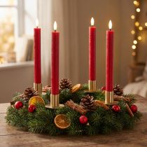 Produkt Świeca stożkowa LED, czerwona z ciepłym białym światłem, 24 cm, 2 sztuki
