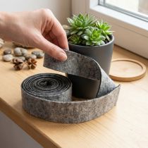 Produkt Taśma filcowa, pasek do garnków, 100% wełny, szaro-czarna, szerokość 7,5 cm, długość 5 m