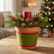Produkt Taśma filcowa wełniana jako dwukolorowa opaska na doniczki do florystyki, zielono-czerwona, 15 cm x 5 m