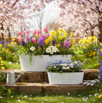 Produkt Owalna metalowa miska w kolorze białym i srebrnym, 32,5 cm/37 cm, zestaw 2 sztuk.